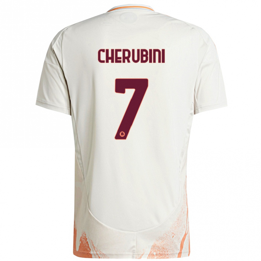 Niño Fútbol Camiseta Luigi Cherubini #7 Crema Blanco Naranja 2ª Equipación 2024/25 Argentina