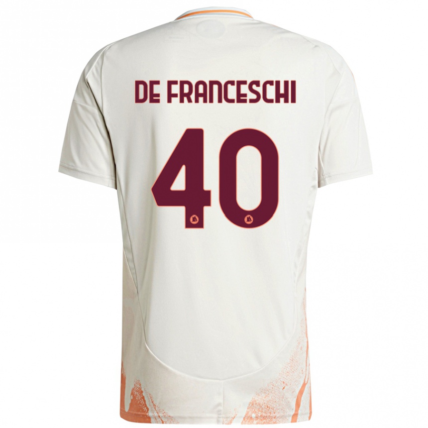 Niño Fútbol Camiseta Leonardo De Franceschi #40 Crema Blanco Naranja 2ª Equipación 2024/25 Argentina