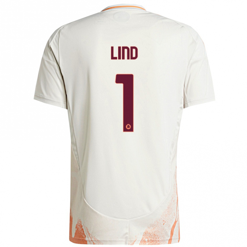 Niño Fútbol Camiseta Emma Lind #1 Crema Blanco Naranja 2ª Equipación 2024/25 Argentina