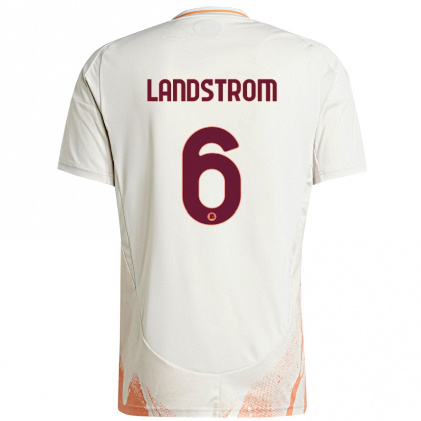 Niño Fútbol Camiseta Elin Landstrom #6 Crema Blanco Naranja 2ª Equipación 2024/25 Argentina