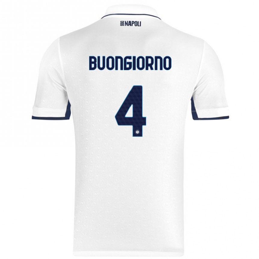 Niño Fútbol Camiseta Alessandro Buongiorno #4 Blanco Azul Real 2ª Equipación 2024/25 Argentina