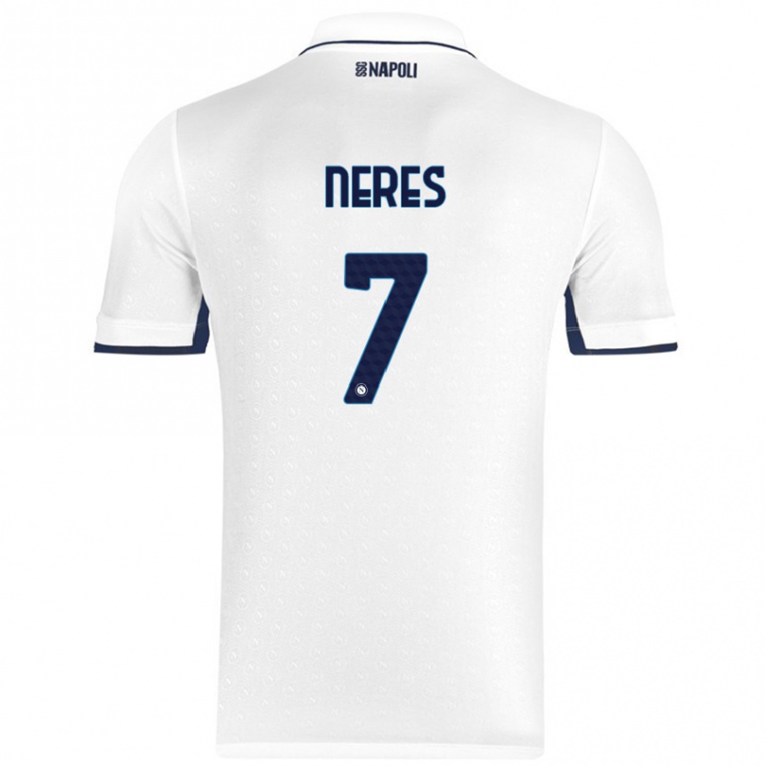 Niño Fútbol Camiseta David Neres #7 Blanco Azul Real 2ª Equipación 2024/25 Argentina