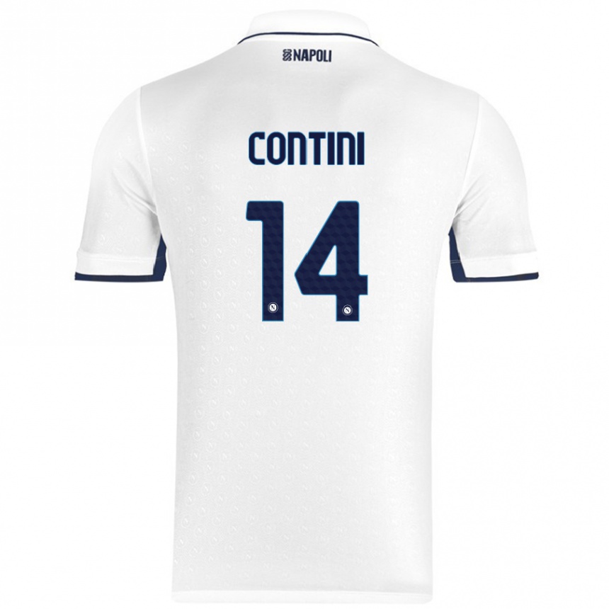 Niño Fútbol Camiseta Nikita Contini #14 Blanco Azul Real 2ª Equipación 2024/25 Argentina