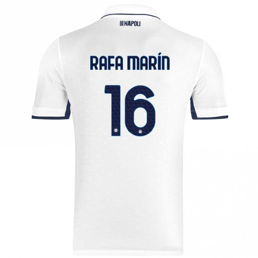 Niño Fútbol Camiseta Rafa Marín #16 Blanco Azul Real 2ª Equipación 2024/25 Argentina