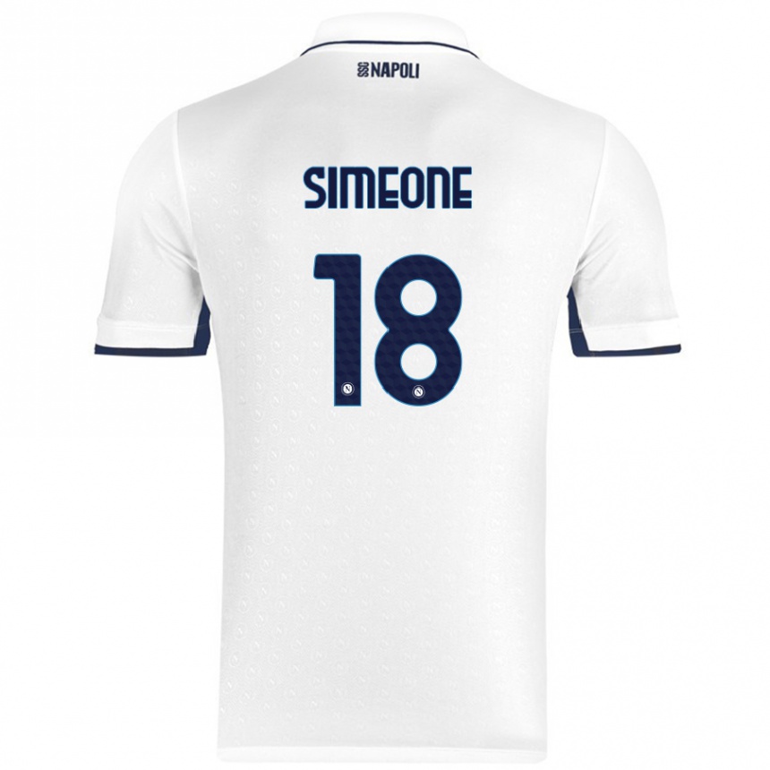 Niño Fútbol Camiseta Giovanni Simeone #18 Blanco Azul Real 2ª Equipación 2024/25 Argentina