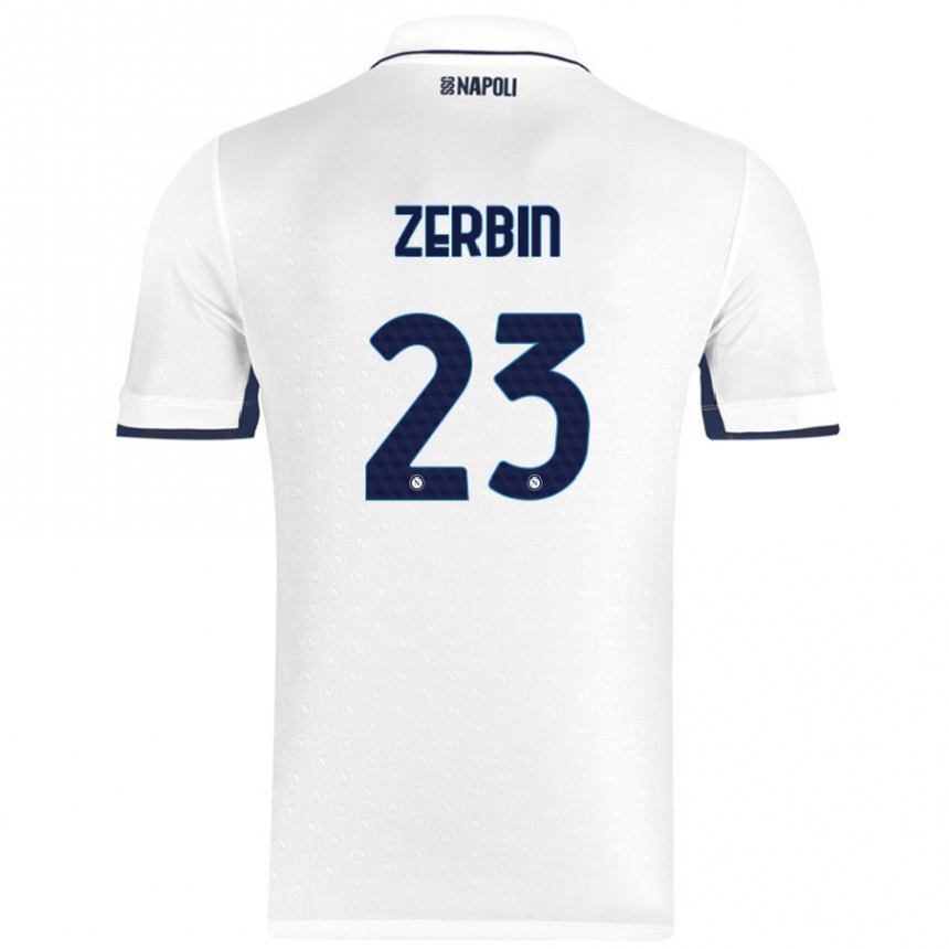 Niño Fútbol Camiseta Alessio Zerbin #23 Blanco Azul Real 2ª Equipación 2024/25 Argentina