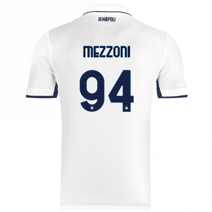 Niño Fútbol Camiseta Francesco Mezzoni #94 Blanco Azul Real 2ª Equipación 2024/25 Argentina