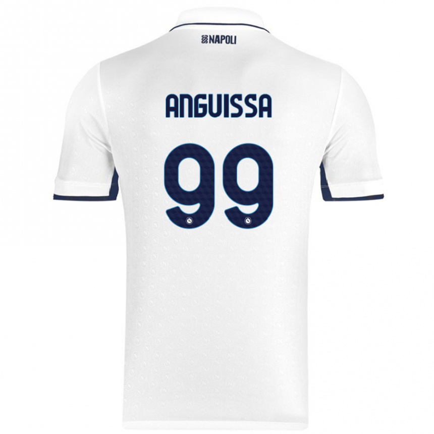 Niño Fútbol Camiseta Andre Zambo Anguissa #99 Blanco Azul Real 2ª Equipación 2024/25 Argentina