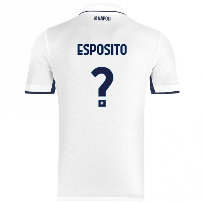 Niño Fútbol Camiseta Mattia Esposito #0 Blanco Azul Real 2ª Equipación 2024/25 Argentina