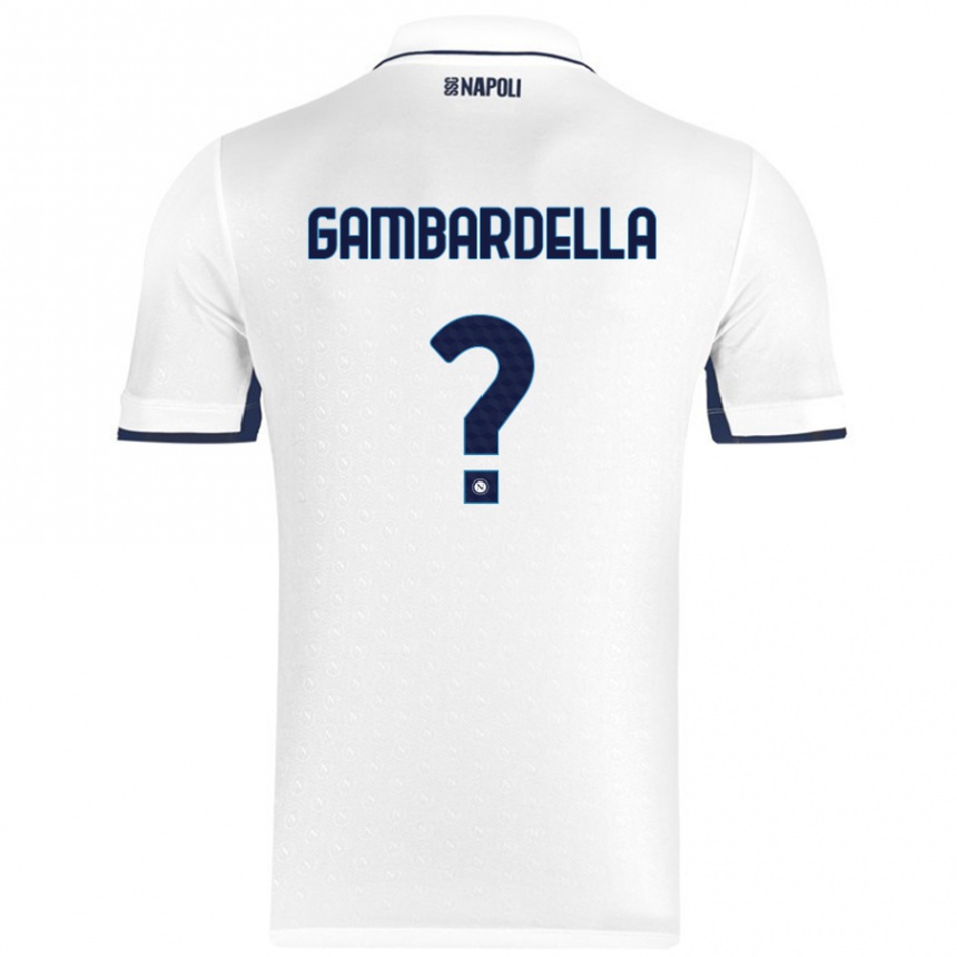 Niño Fútbol Camiseta Vittorio Gambardella #0 Blanco Azul Real 2ª Equipación 2024/25 Argentina