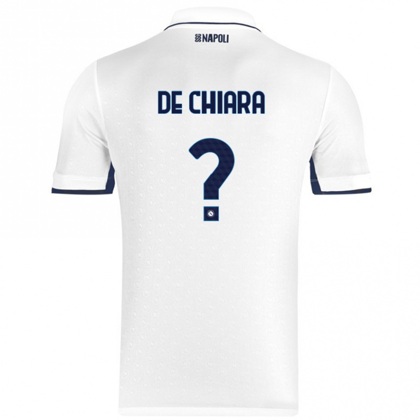 Niño Fútbol Camiseta Emmanuele De Chiara #0 Blanco Azul Real 2ª Equipación 2024/25 Argentina