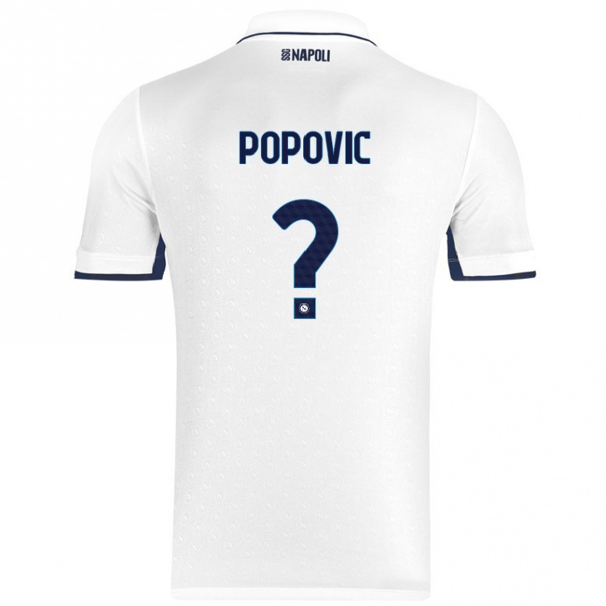 Niño Fútbol Camiseta Matija Popovic #0 Blanco Azul Real 2ª Equipación 2024/25 Argentina