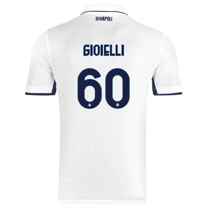 Niño Fútbol Camiseta Francesco Gioielli #60 Blanco Azul Real 2ª Equipación 2024/25 Argentina