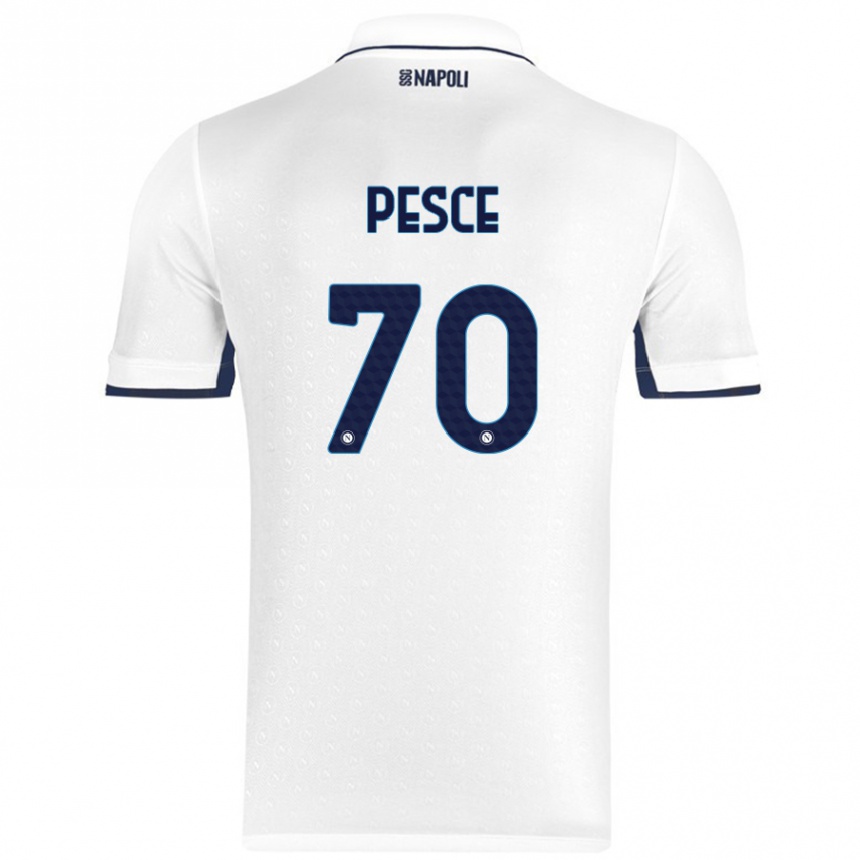 Niño Fútbol Camiseta Antonio Pesce #70 Blanco Azul Real 2ª Equipación 2024/25 Argentina