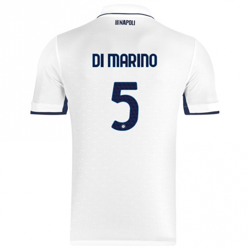 Niño Fútbol Camiseta Paola Di Marino #5 Blanco Azul Real 2ª Equipación 2024/25 Argentina