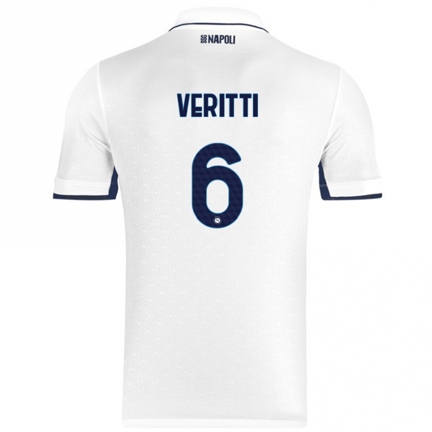 Niño Fútbol Camiseta Federica Veritti #6 Blanco Azul Real 2ª Equipación 2024/25 Argentina