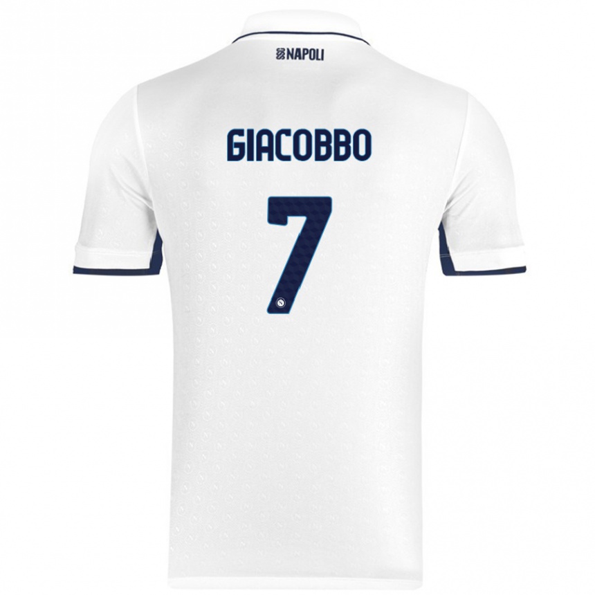 Niño Fútbol Camiseta Giulia Giacobbo #7 Blanco Azul Real 2ª Equipación 2024/25 Argentina