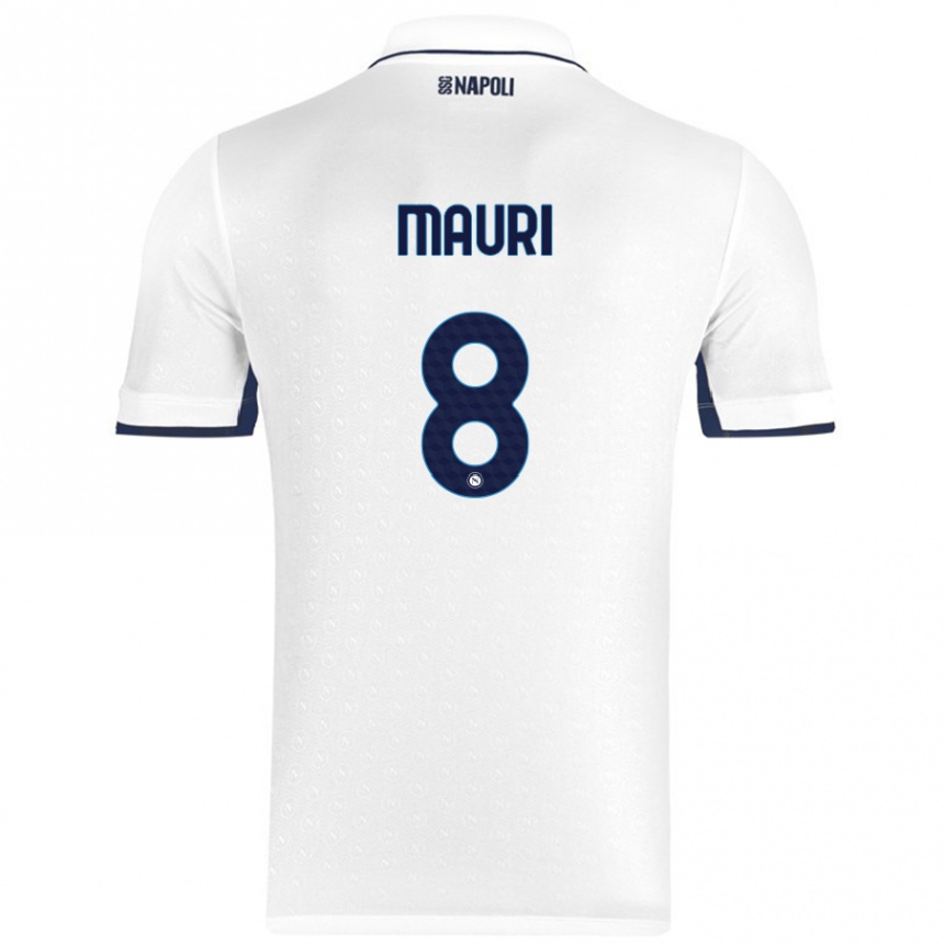 Niño Fútbol Camiseta Claudia Mauri #8 Blanco Azul Real 2ª Equipación 2024/25 Argentina