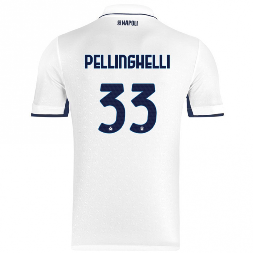 Niño Fútbol Camiseta Alice Pellinghelli #33 Blanco Azul Real 2ª Equipación 2024/25 Argentina