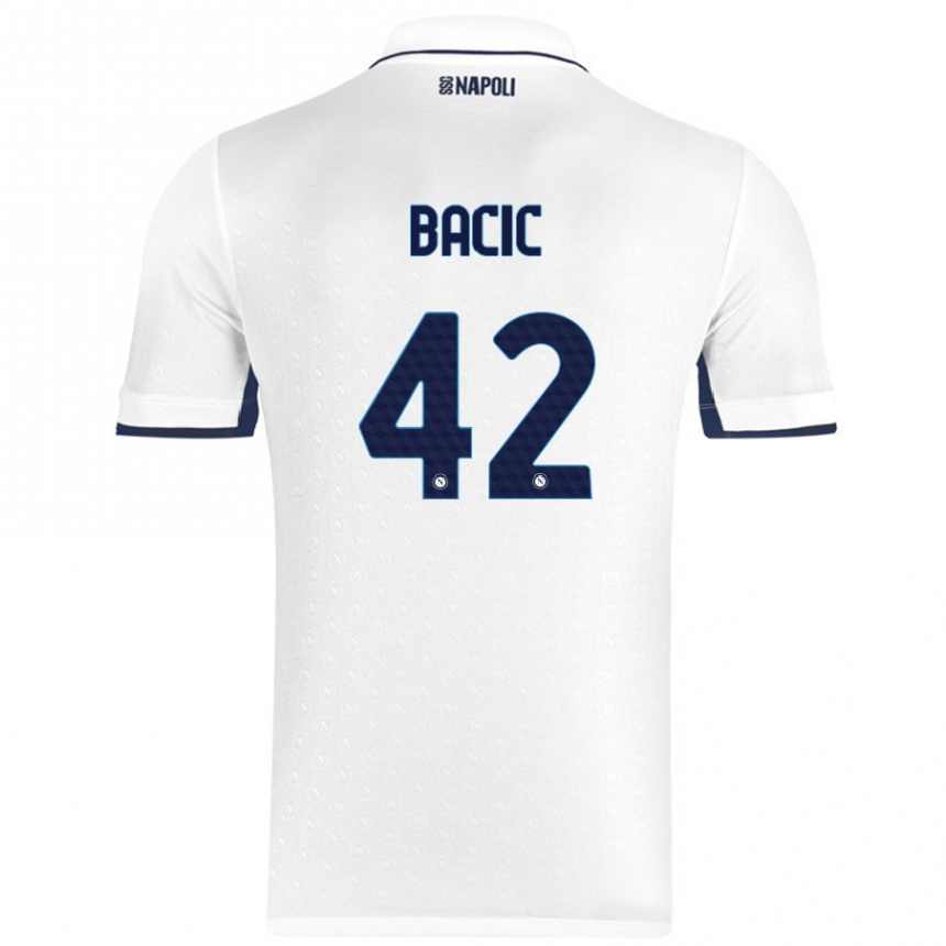 Niño Fútbol Camiseta Doris Bačić #42 Blanco Azul Real 2ª Equipación 2024/25 Argentina