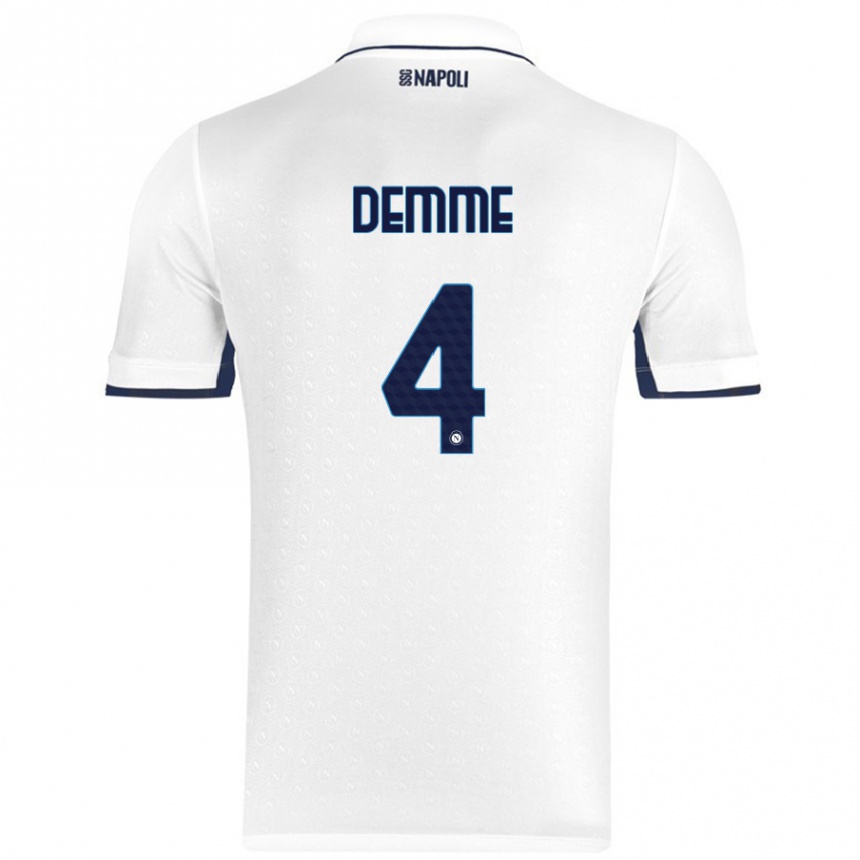 Niño Fútbol Camiseta Diego Demme #4 Blanco Azul Real 2ª Equipación 2024/25 Argentina