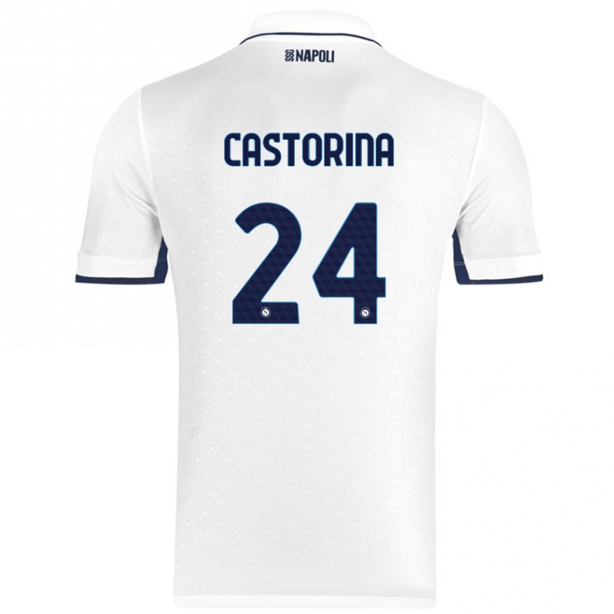 Niño Fútbol Camiseta Alessandro Castorina #24 Blanco Azul Real 2ª Equipación 2024/25 Argentina