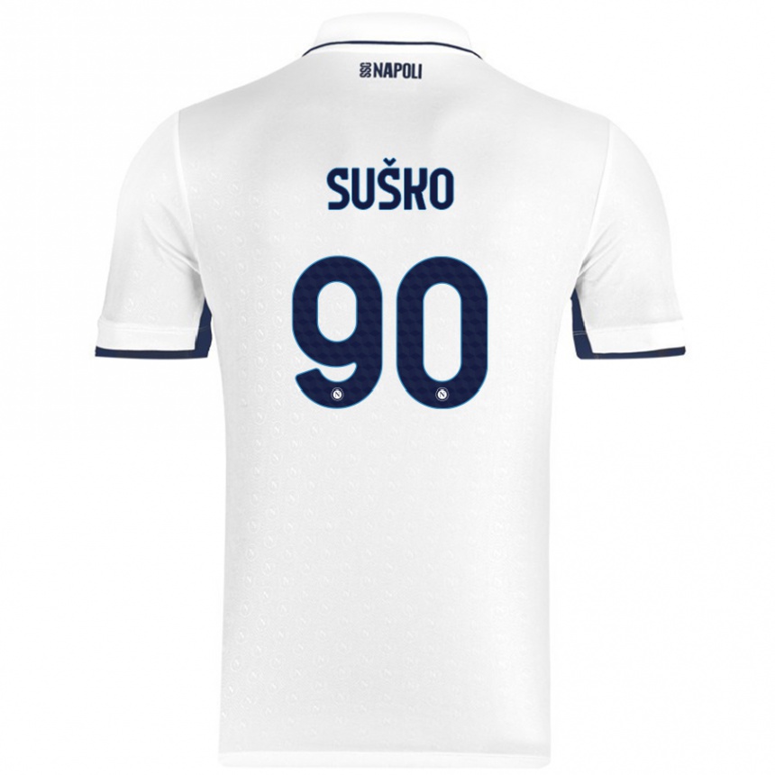 Niño Fútbol Camiseta Daniel Suško #90 Blanco Azul Real 2ª Equipación 2024/25 Argentina