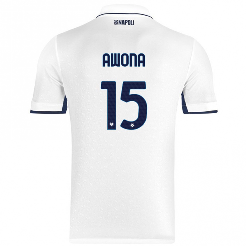 Niño Fútbol Camiseta Aurelle Awona #15 Blanco Azul Real 2ª Equipación 2024/25 Argentina