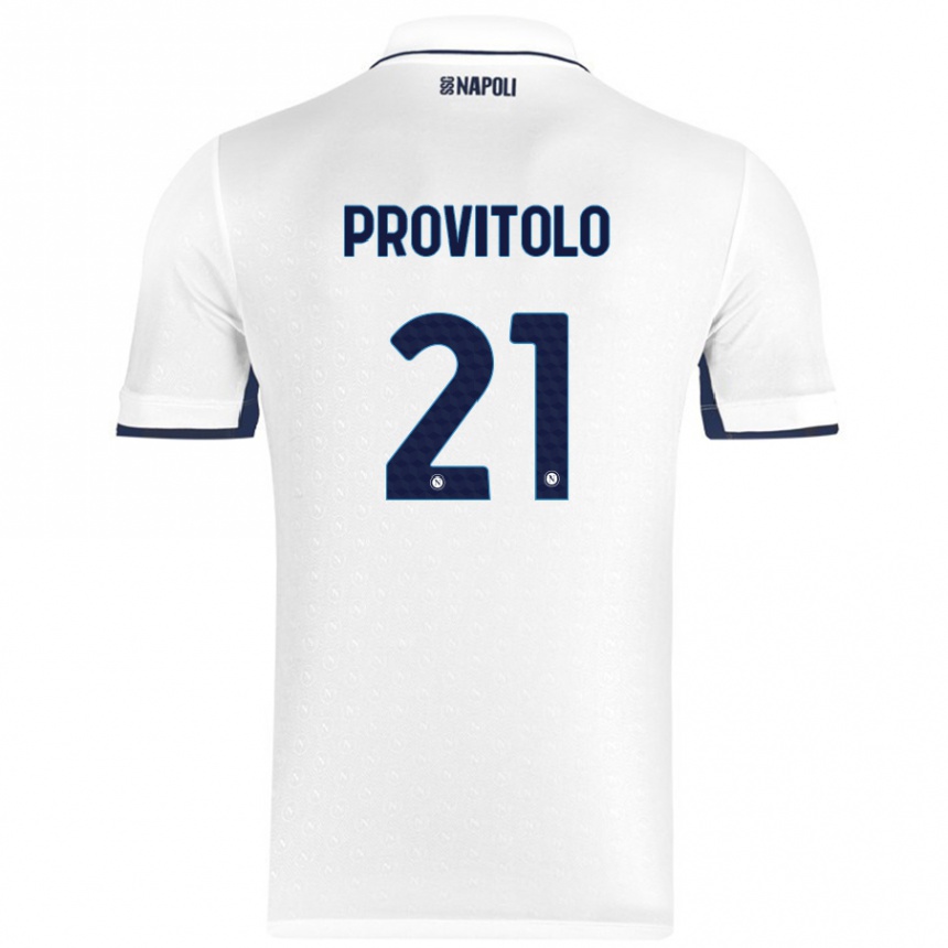 Niño Fútbol Camiseta Vincenzo Provitolo #21 Blanco Azul Real 2ª Equipación 2024/25 Argentina