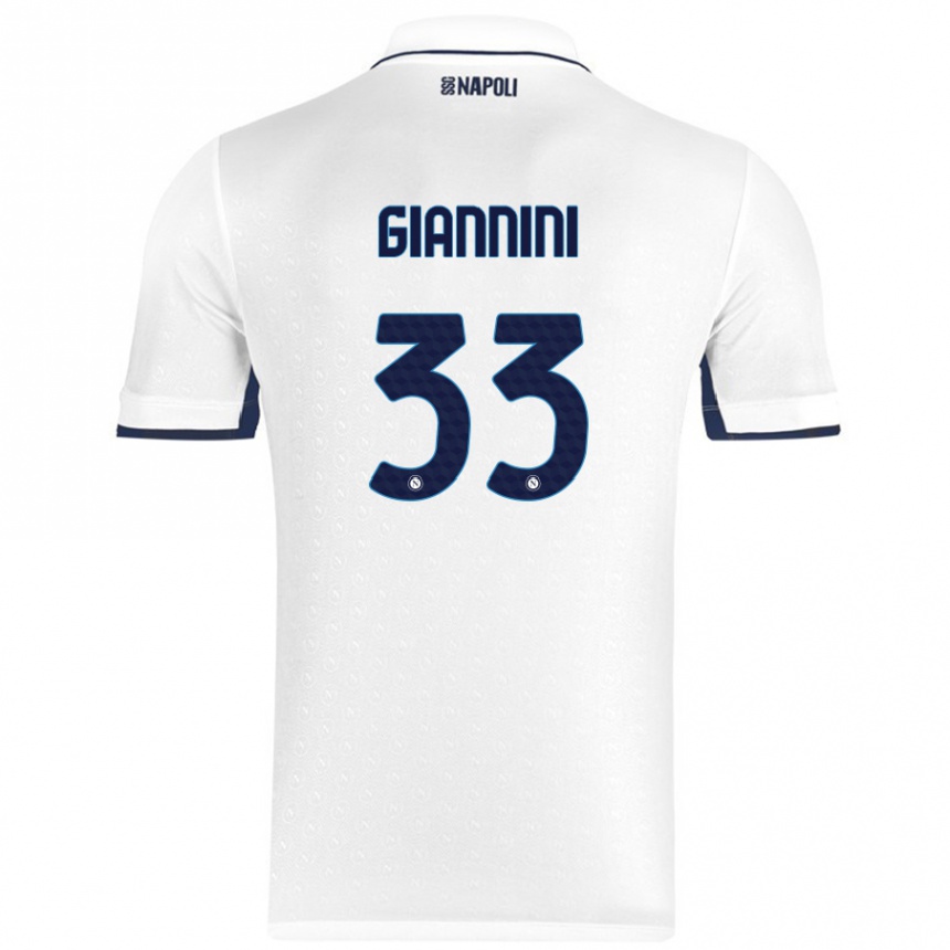 Niño Fútbol Camiseta Enrico Giannini #33 Blanco Azul Real 2ª Equipación 2024/25 Argentina