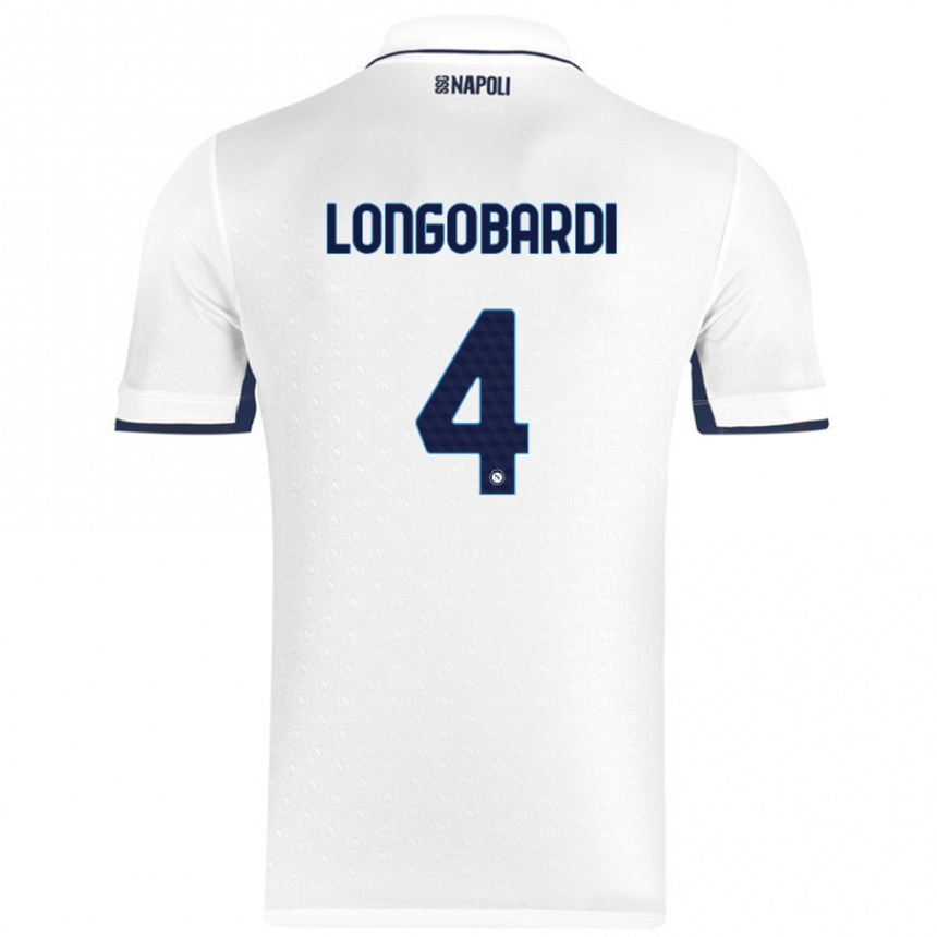 Niño Fútbol Camiseta Salvatore Longobardi #4 Blanco Azul Real 2ª Equipación 2024/25 Argentina