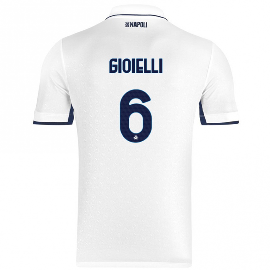 Niño Fútbol Camiseta Francesco Pio Gioielli #6 Blanco Azul Real 2ª Equipación 2024/25 Argentina