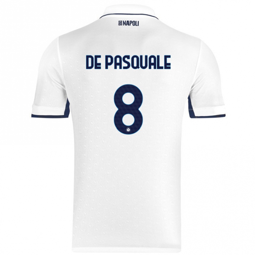 Niño Fútbol Camiseta Dylan De Pasquale #8 Blanco Azul Real 2ª Equipación 2024/25 Argentina