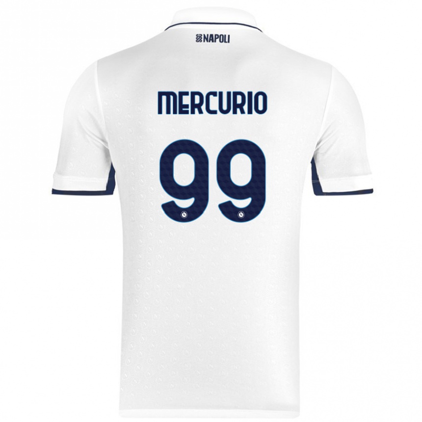 Niño Fútbol Camiseta Giovanni Mercurio #99 Blanco Azul Real 2ª Equipación 2024/25 Argentina