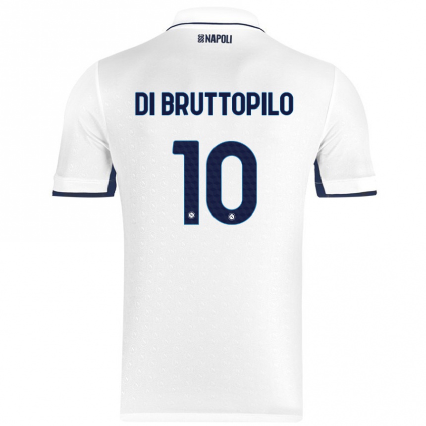 Niño Fútbol Camiseta Giuseppe Ambrosino Di Bruttopilo #10 Blanco Azul Real 2ª Equipación 2024/25 Argentina