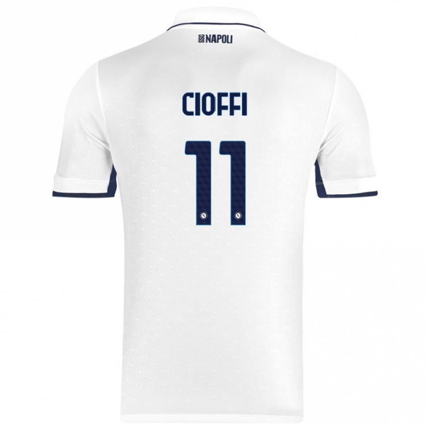 Niño Fútbol Camiseta Antonio Cioffi #11 Blanco Azul Real 2ª Equipación 2024/25 Argentina