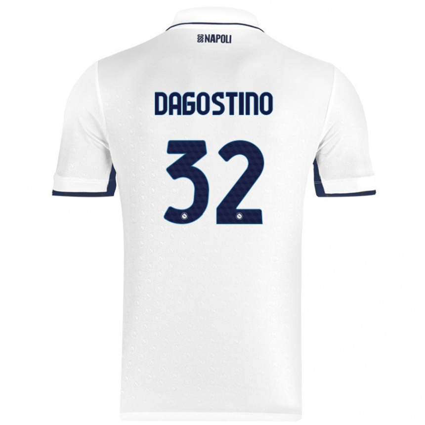 Niño Fútbol Camiseta Giuseppe Dagostino #32 Blanco Azul Real 2ª Equipación 2024/25 Argentina