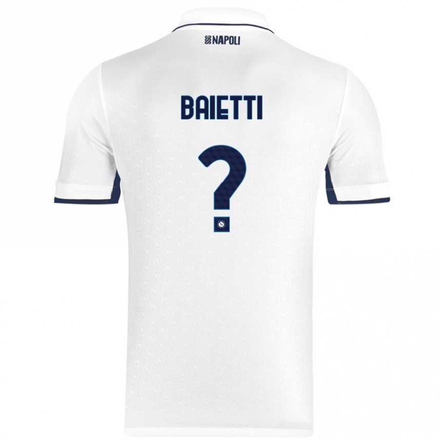 Niño Fútbol Camiseta Francesco Baietti #0 Blanco Azul Real 2ª Equipación 2024/25 Argentina