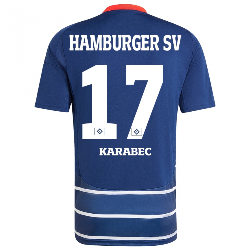 Niño Fútbol Camiseta Adam Karabec #17 Azul Oscuro 2ª Equipación 2024/25 Argentina