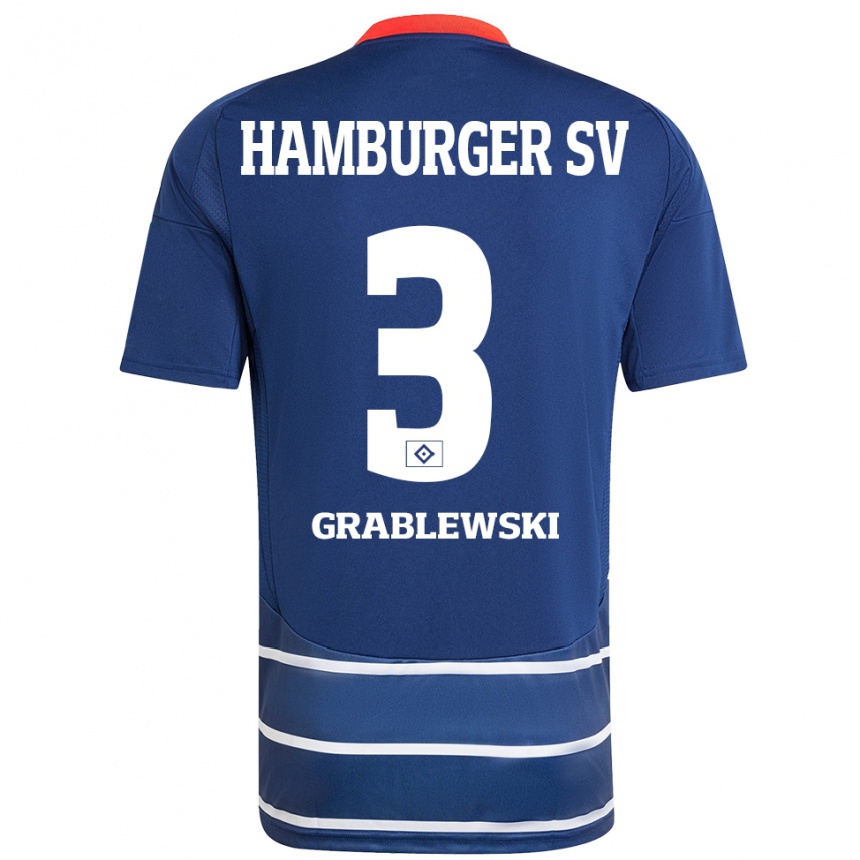 Niño Fútbol Camiseta Max Grablewski #3 Azul Oscuro 2ª Equipación 2024/25 Argentina