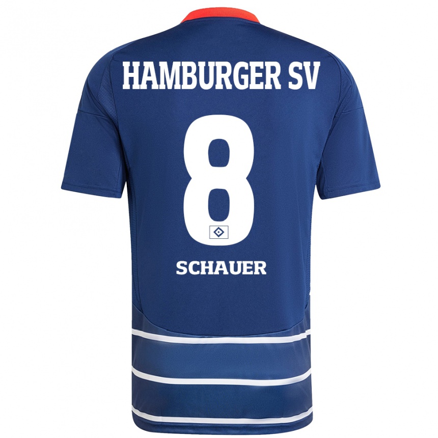 Niño Fútbol Camiseta Martin Schauer #8 Azul Oscuro 2ª Equipación 2024/25 Argentina