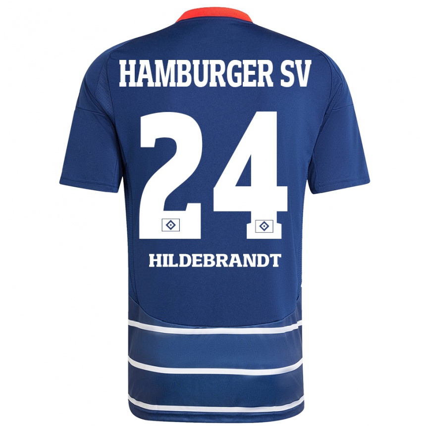 Niño Fútbol Camiseta Tjark Hildebrandt #24 Azul Oscuro 2ª Equipación 2024/25 Argentina