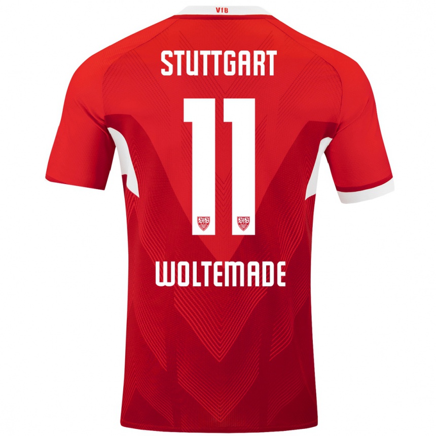 Niño Fútbol Camiseta Nick Woltemade #11 Rojo Blanco 2ª Equipación 2024/25 Argentina