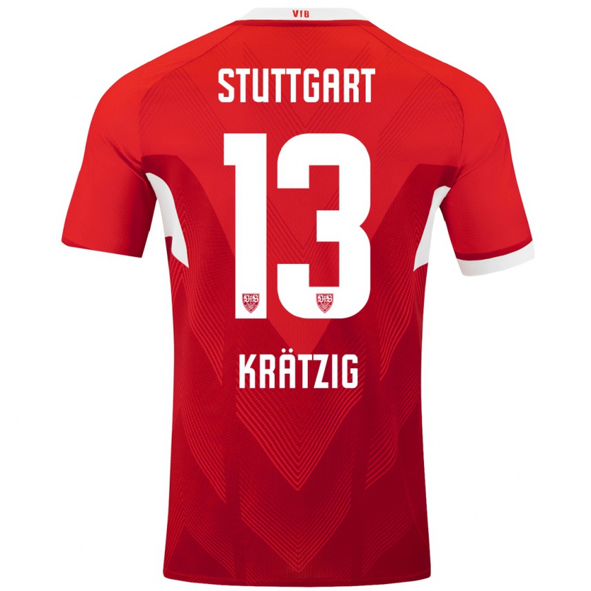 Niño Fútbol Camiseta Frans Krätzig #13 Rojo Blanco 2ª Equipación 2024/25 Argentina