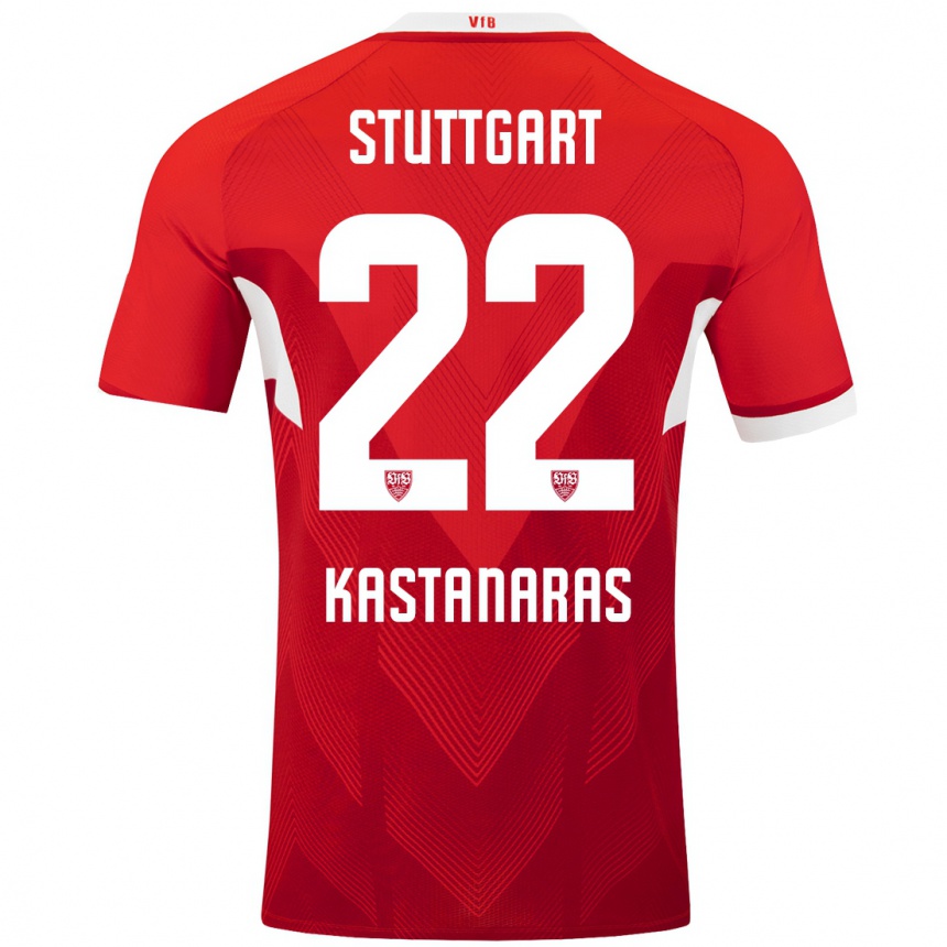 Niño Fútbol Camiseta Thomas Kastanaras #22 Rojo Blanco 2ª Equipación 2024/25 Argentina