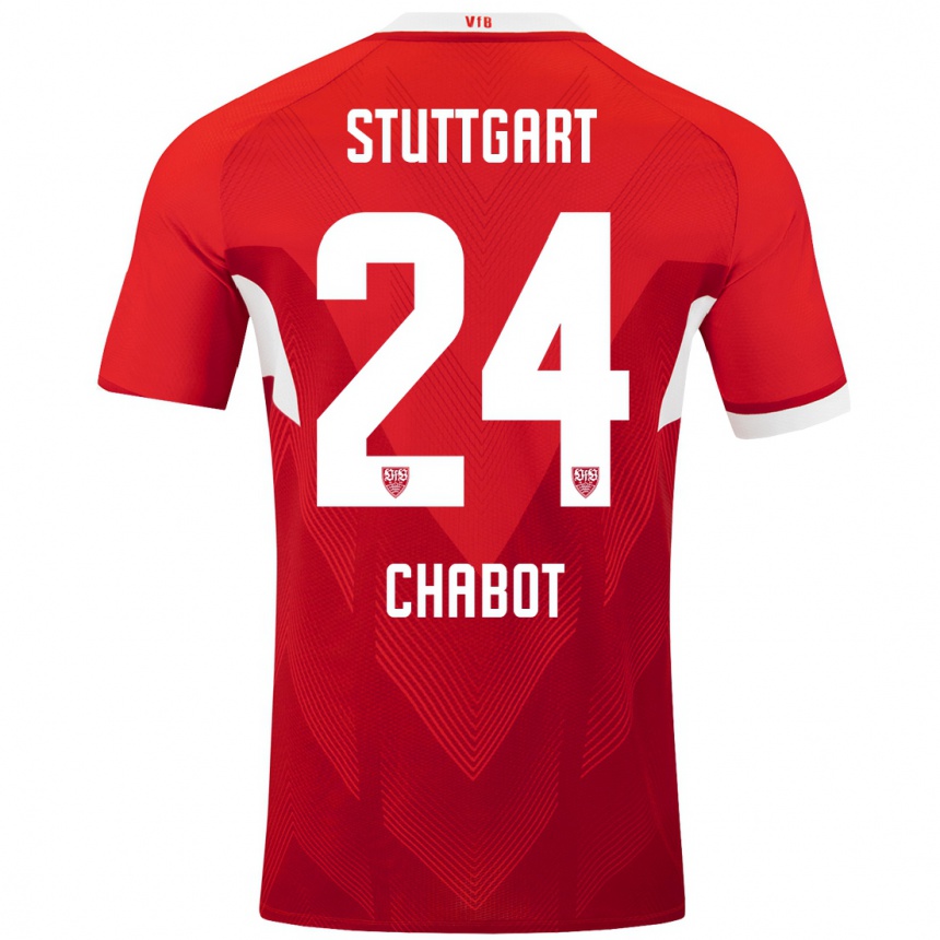 Niño Fútbol Camiseta Jeff Chabot #24 Rojo Blanco 2ª Equipación 2024/25 Argentina