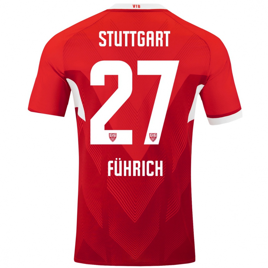 Niño Fútbol Camiseta Chris Führich #27 Rojo Blanco 2ª Equipación 2024/25 Argentina