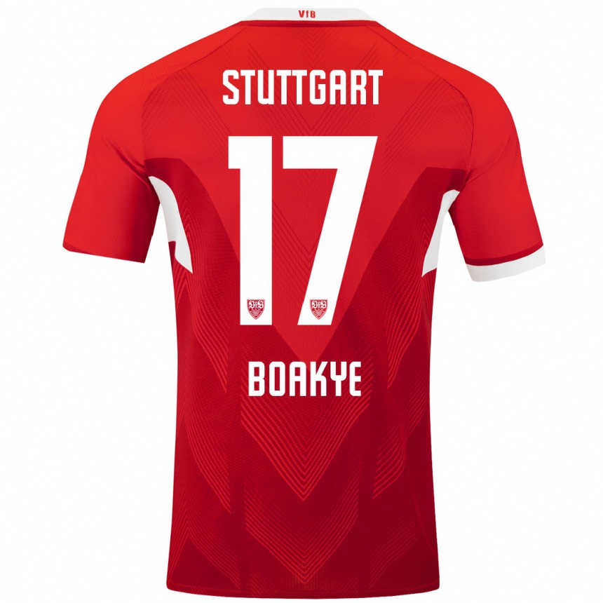 Niño Fútbol Camiseta Maurice Boakye #17 Rojo Blanco 2ª Equipación 2024/25 Argentina