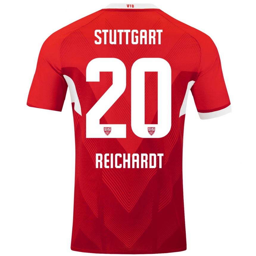 Niño Fútbol Camiseta Leon Reichardt #20 Rojo Blanco 2ª Equipación 2024/25 Argentina