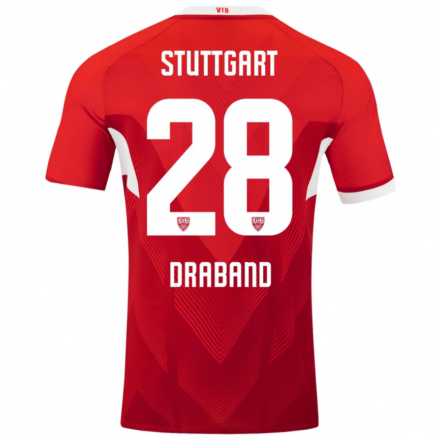 Niño Fútbol Camiseta Dominik Draband #28 Rojo Blanco 2ª Equipación 2024/25 Argentina